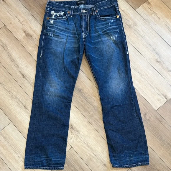 Big Star Men's Straight Distressed Jeans in Deep Blue Size 38 - Picture 5 of 8